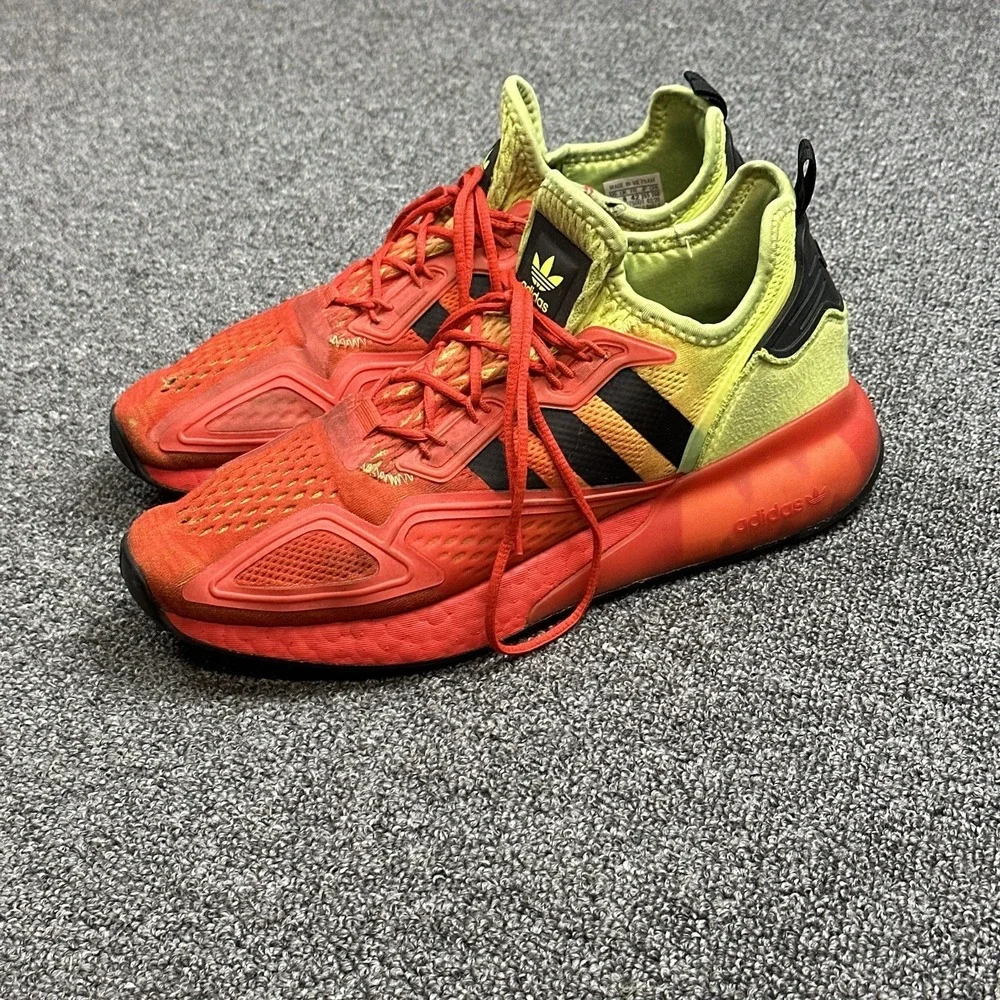 Adidas ZX 2K Boost Sneakers Mens Sz 8.5 Flux Solar Yellow/Hi-Res Red Shoes.